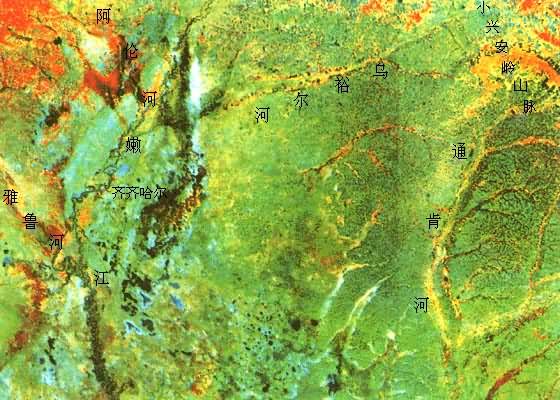 东北平原无尾河卫星影像