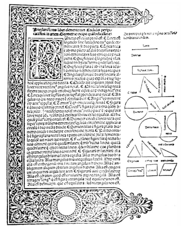 欧几里得《几何原本》最早的印刷本首页