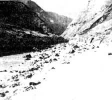 图2 兰州市大洪沟暴发的稠泥型泥流（1964年8月20日）