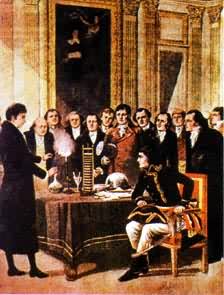 A.伏打(1745-1827)在演示电堆试验(1801)