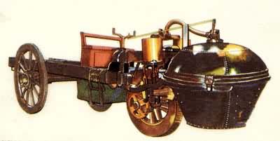 1769年法国N.J.居诺制造的蒸汽汽车
