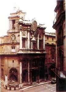 罗马圣卡罗教堂，巴洛克建筑，1638～1667年建，F.波洛米尼设计