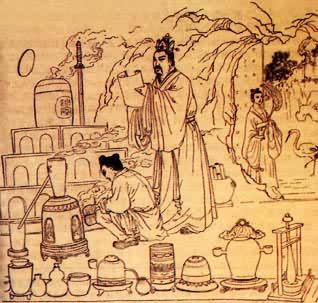 中国古代炼丹白描图