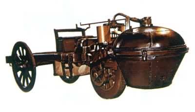 1769年制造的三轮蒸汽机汽车