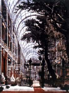 伦敦水晶宫，标志着控建筑的开端，1851年建，J.帕克斯顿设计:内景