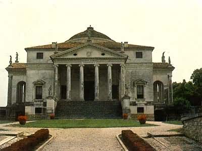 意大利维琴察郊外的圆厅别墅，1552年建，A.帕拉第奥设计