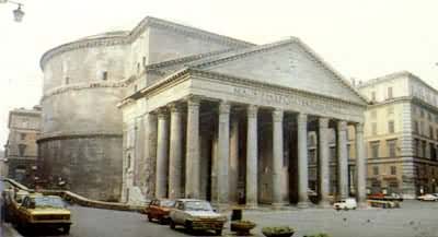 罗马万神庙，穹顶跨度43.3米，古代穹顶技术的杰出成就，公元120～124年建:外景
