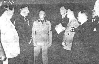 慕尼黑会议前夕的A.N.张伯伦、B.A.A.墨索里尼、A.希特勒(左起2、3、5人)