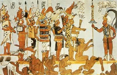 中美古代印第安人文化　博南帕克马雅文化壁画（局部）