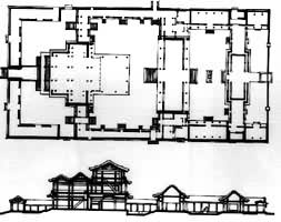 北京颐和园德和园大戏台平剖面图