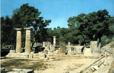 古希腊奥林匹亚的赫拉神庙遗址