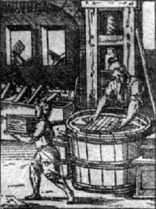 欧洲最早描绘造纸术的一幅木刻画，刊登于《行业全书》（1568）
