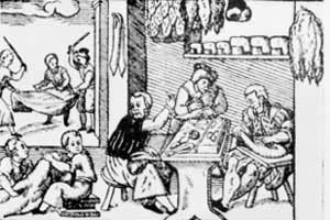 德意志一个毛皮作坊中的师傅和学徒（作于16世纪）