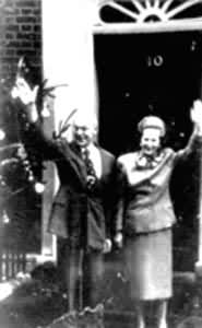 保守党领袖M.H.撒切尔夫人任首相达11年多(1979年5月～1990年11月)
