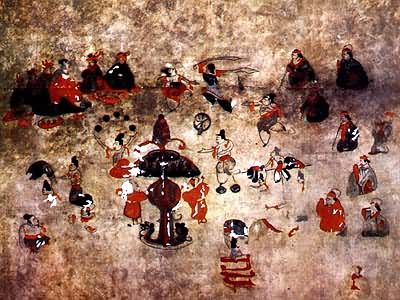 和林格尔东汉墓壁画《乐舞百戏》　内蒙古