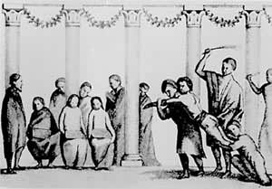古罗马私立小学学生在上课和教师体罚学生的情景