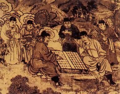 下棋图（元代）－－山西洪洞县广胜寺水神庙壁画