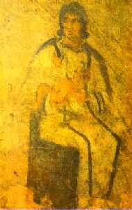 图 《圣母子》(罗马普里西拉地下墓窟壁画，3世纪)