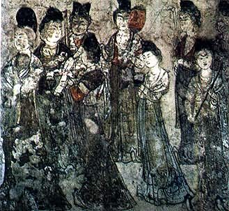 李仙蕙墓壁画《宫女图》（部分）