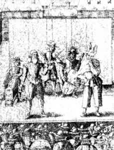 1623年塔巴兰剧团在巴黎街头太子广场搭台演出