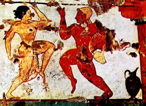 《两个舞蹈者》（公元前480～前470）　埃特鲁斯坎壁画