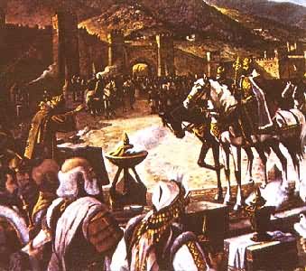 保加利亚国王西蒙大公(右1)及其臣民