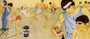 古代雅典学生在体育场所锻炼身体