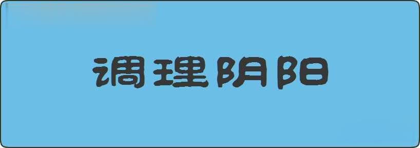 调理阴阳造句