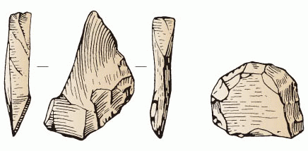 萨拉乌苏遗址的雕刻器石器和刮削器