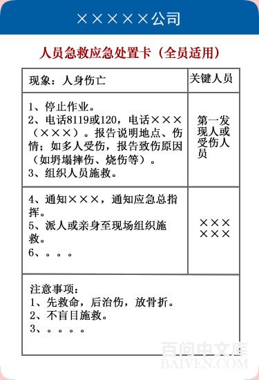 应急处置卡范本效果图